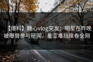 【爆料】糖心vlog突发：明星在昨晚被曝曾参与秘闻，羞涩难挡席卷全网