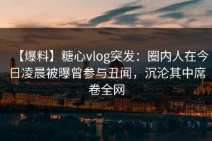 【爆料】糖心vlog突发：圈内人在今日凌晨被曝曾参与丑闻，沉沦其中席卷全网
