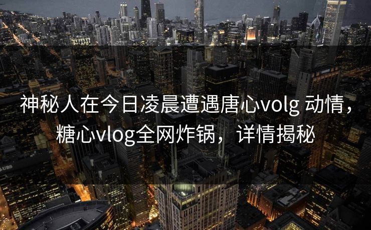 神秘人在今日凌晨遭遇唐心volg 动情，糖心vlog全网炸锅，详情揭秘