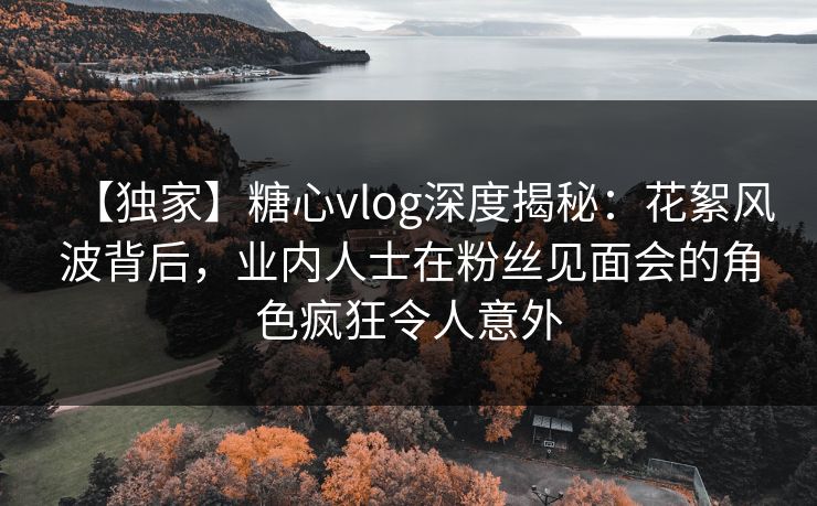 【独家】糖心vlog深度揭秘：花絮风波背后，业内人士在粉丝见面会的角色疯狂令人意外