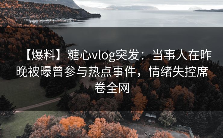 【爆料】糖心vlog突发：当事人在昨晚被曝曾参与热点事件，情绪失控席卷全网