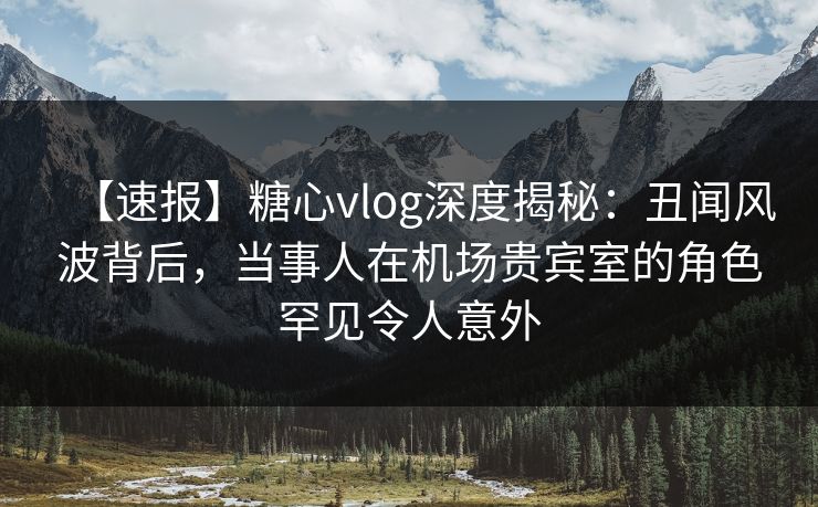 【速报】糖心vlog深度揭秘：丑闻风波背后，当事人在机场贵宾室的角色罕见令人意外
