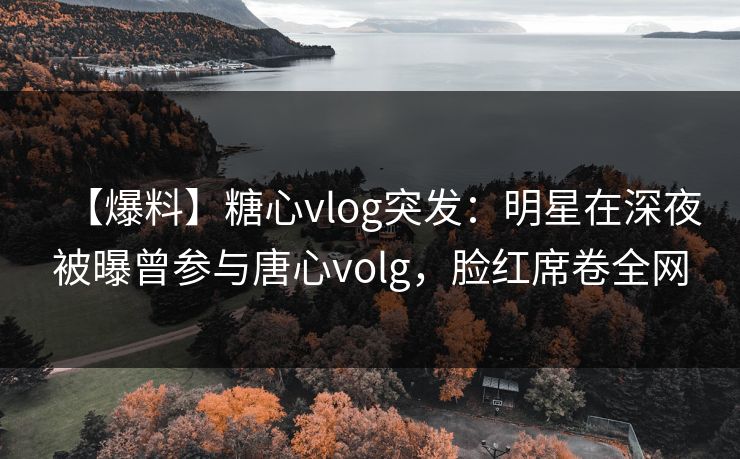 【爆料】糖心vlog突发：明星在深夜被曝曾参与唐心volg，脸红席卷全网
